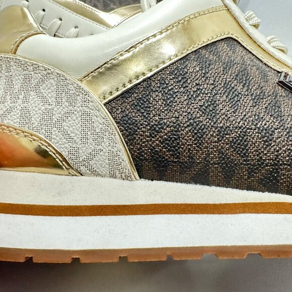 ✨Michael Kors Maddy Trainer Sneaker Brown Gold Women's Sz 6.5 Casual Luxury New✨ - Picture 9 of 10